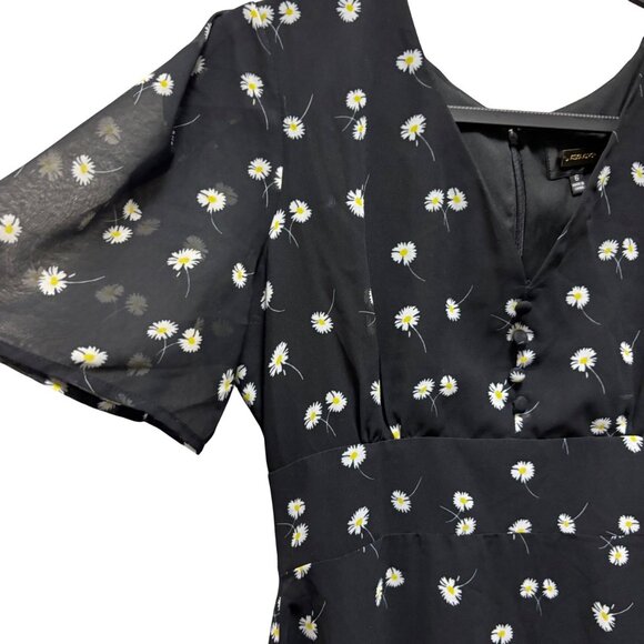 Alexia Admor Floral Black Midi Dress With Puff Sleeves Size 6 - Picture 5 of 8